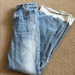 Chic Light Blue Bleach Ends Flare Jeans